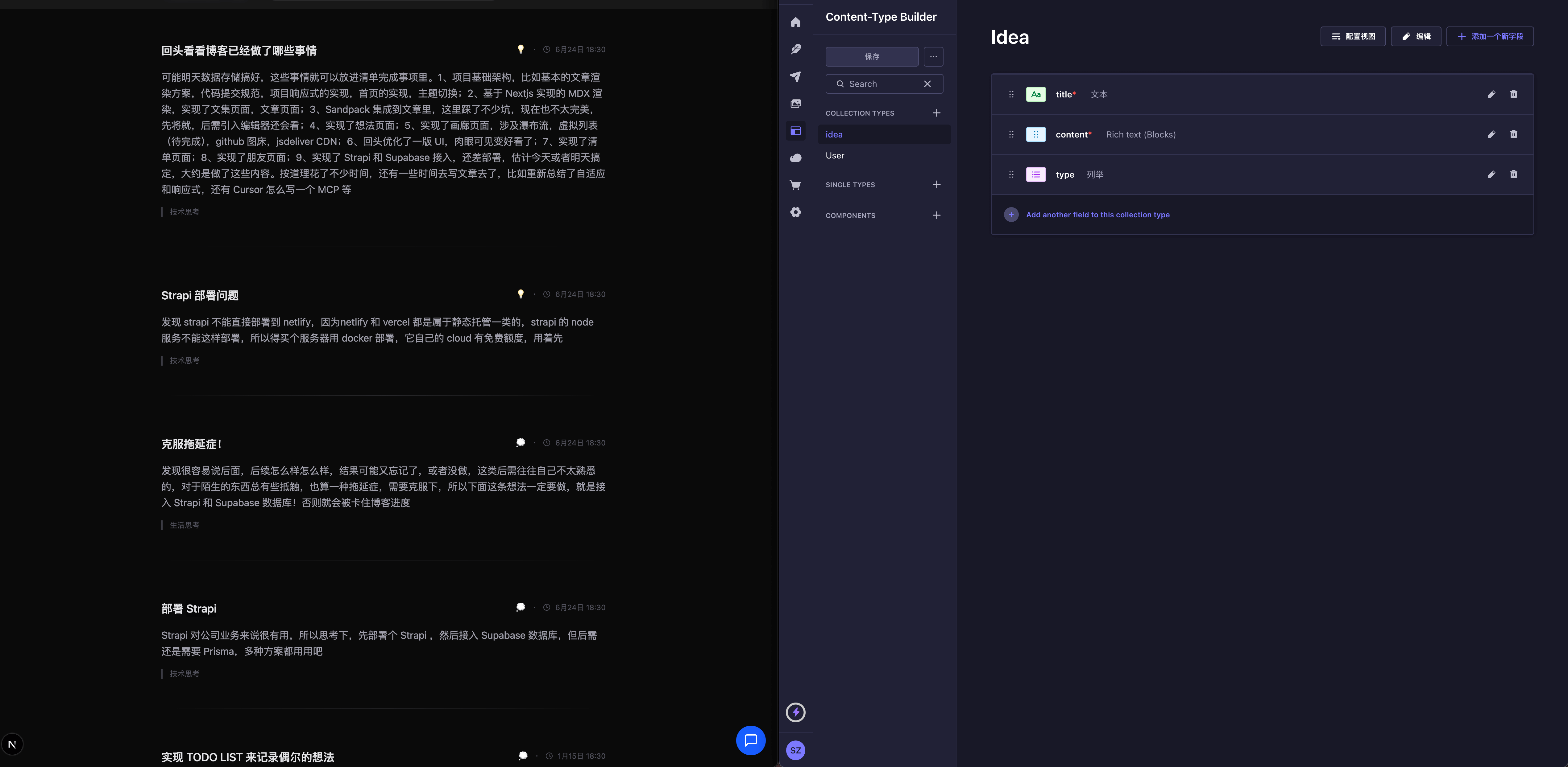 页面截图 - 设置字段